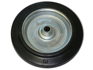 Vollgummirad D=250mm, B=50mm, d=20mm Achse, Nabenbreite 55mm, Längsrillenprofil, 250kg Tragkraft