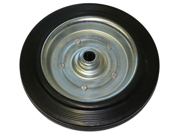 Vollgummirad D=250mm, B=50mm, d=20mm Achse, Nabenbreite 55mm, Längsrillenprofil, 250kg Tragkraft