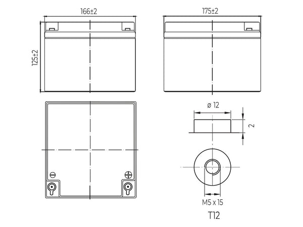 AGM06C-0012 12V 26Ah Abmessungen