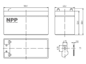 AGM12C-0001.2 12V 1.2Ah