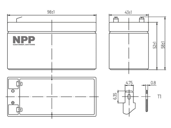 AGM12C-0001.2 12V 1.2Ah