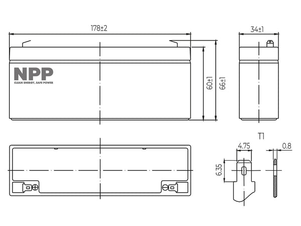 AGM12C-0002.3 12V 2.3Ah