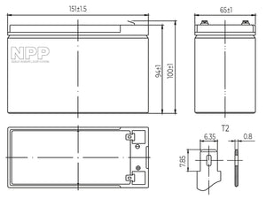 AGM12D-0007,2 Deep Cycle Abmessungen