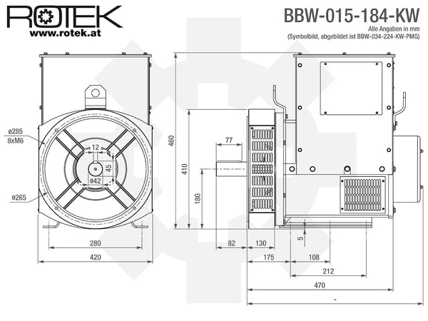 BBW-015-184-KW Abmessungen