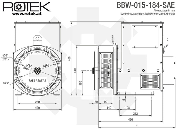 BBW-015-184-SAE Abmessungen