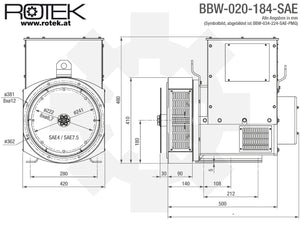 BBW-020-184-SAE Abmessungen