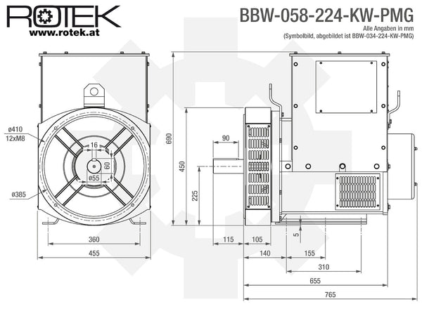 BBW-058-224-KW-PMG Abmessungen