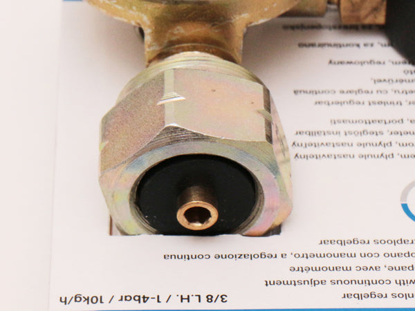 Gasregler, stufenlos regulierbar, mit Manometer 1-4Bar bis 10kh/h / Flaschengewinde W21,8x1/4" LH