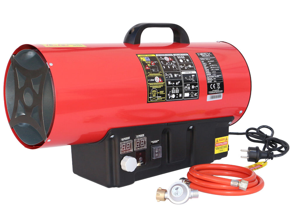 HG-50-230-TI Abbildung mit Gasschlauch und Druckminderer