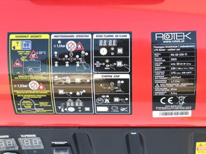 HG-50-230-TI Typenschild, Bedien- und Warnhinweise