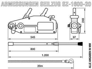 Schematische Darstellung mit Abmessungen