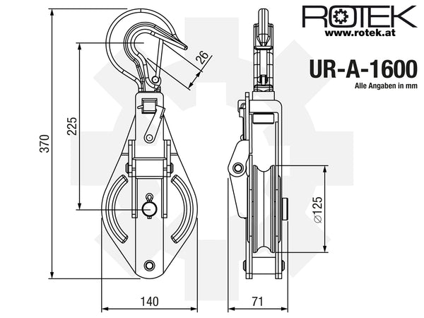 UR-A-1600 Abmessungen