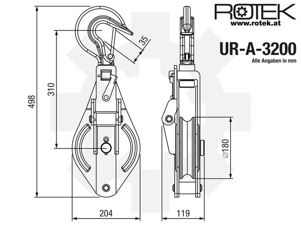 UR-A-3200 Abmessungen