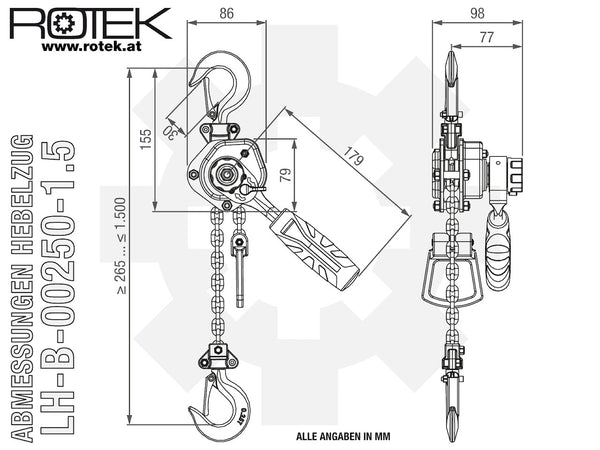 LH-B-0250 Abmessungen