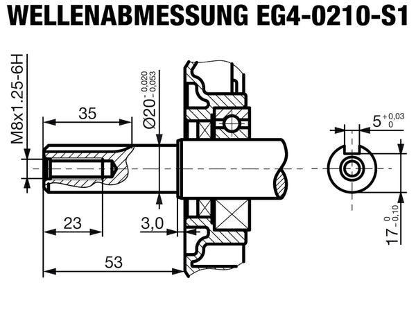 EG4-0210-5H Wellenabmessungen
