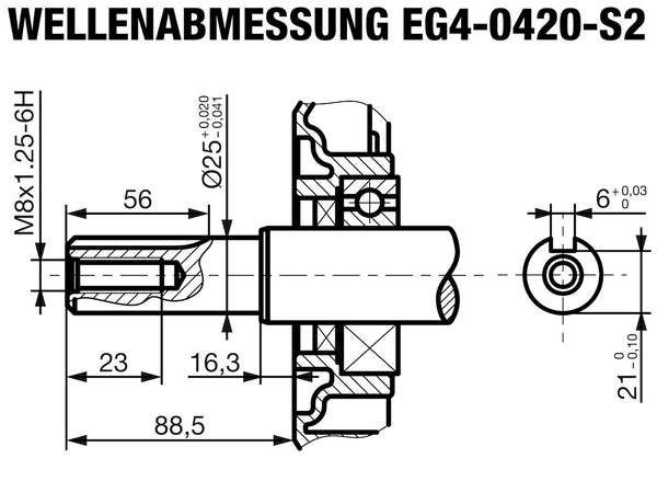 EG4-0420-5 Wellenabmessungen