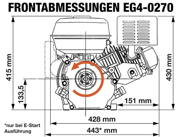 ROTEK luftgekühlter 1-Zylinder 4-Takt 270ccm Benzinmotor, EG4-0270-5HE-S1