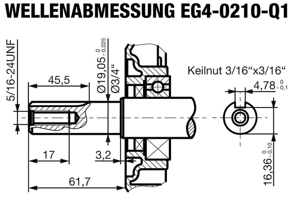 EG4-0210 Abmessungen Motorwelle