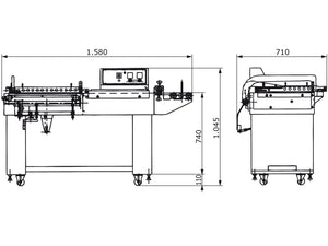 Semiautomatisches Winkelschweissgerät mit Förderband, PM-FSW-5545F, Abmessungen