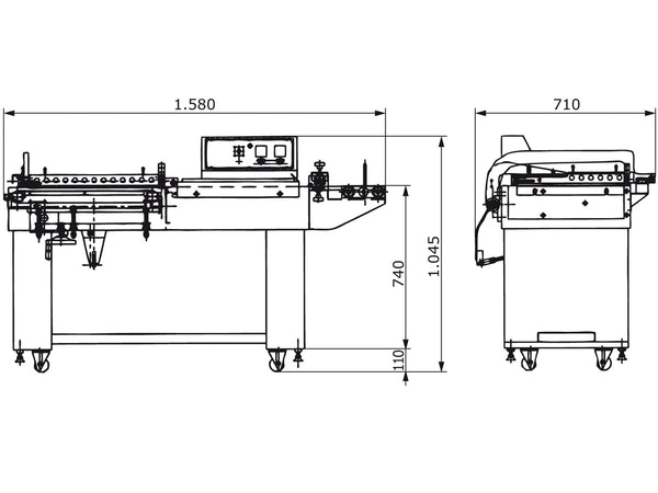 Semiautomatisches Winkelschweissgerät mit Förderband, PM-FSW-5545F, Abmessungen