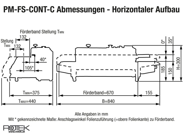 PM-FS-CONT-C Horizontale Ausführung - Abmessungen
