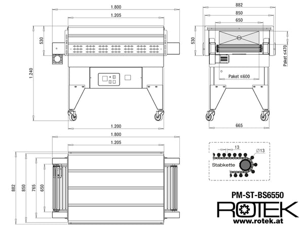 PM-ST-BS6550 Abmessungen