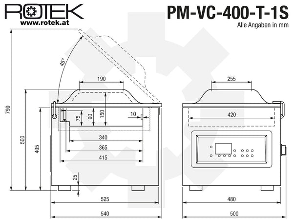 PM-VC-400-T-1S Abmessungen