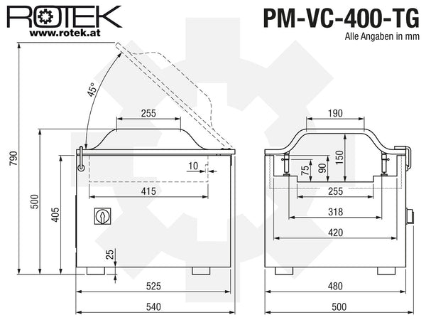 PM-VC-400 Abmessungen
