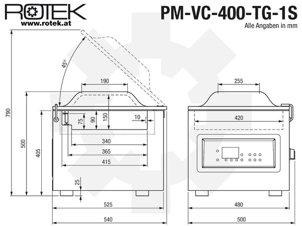 PM-VC-400-T-1S Abmessungen