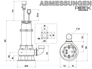 WPET-TCH-01.5kW-400 Abmessungen