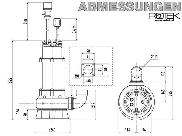 WPET-TCH-01.5kW-400 Abmessungen