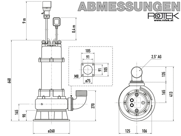 WPET-TCM-03.0kW-400 Abmessungen