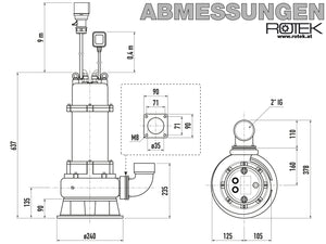 WPET-TSH-03.0kW-400 Abmessungen