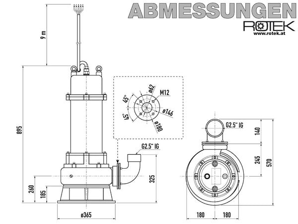 WPET-TSH-7.5kW-400 Abmessungen