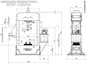 WZWP-100EVx4 - Abmessungen