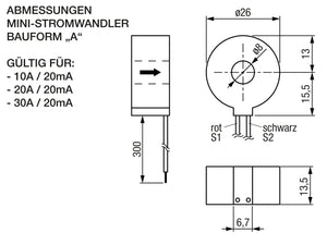 Mini-Stromwandler Abmessungen