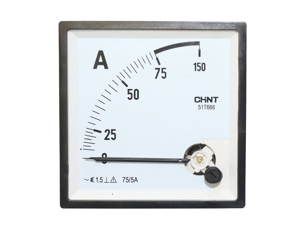 96x96mm 75A Amperemeter für Wechselstrom, Meßbereich 10-75A, Spitzenanzeige bis 150A