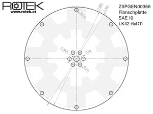SAE Flanschplatte für SAE10 und Montagelochkreis 42mm