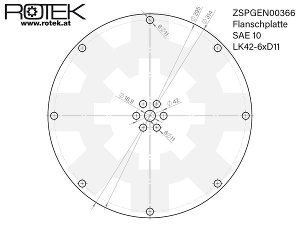 SAE Flanschplatte für SAE10 und Montagelochkreis 42mm