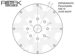 SAE Flanschplatte für SAE10 und Montagelochkreis 125mm