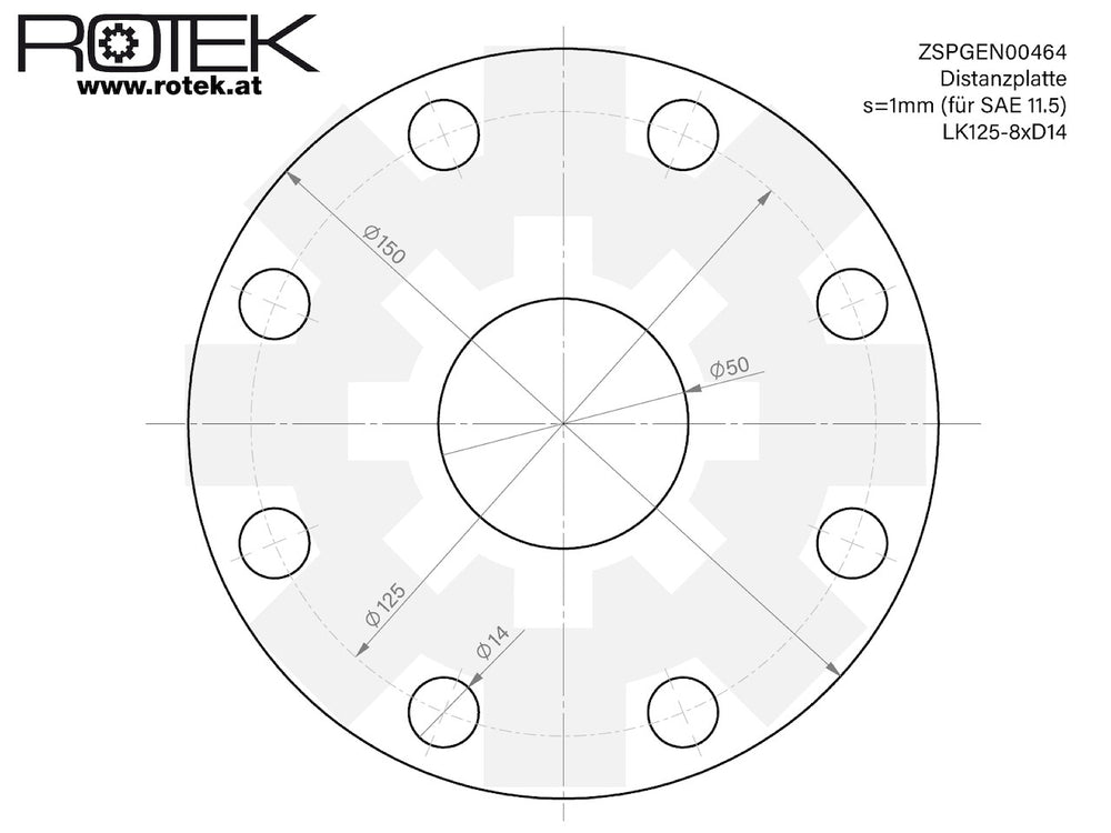 1mm SAE Distanzplatte für Montagelochkreis 125mm