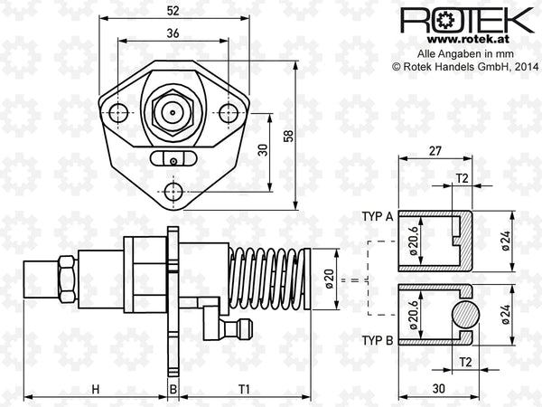 Einspritzpumpe F186 Abmessungen