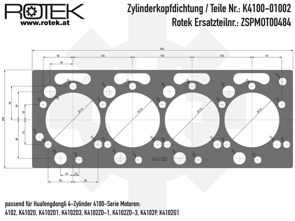 Zylinderkopfdichtung Abmessungen