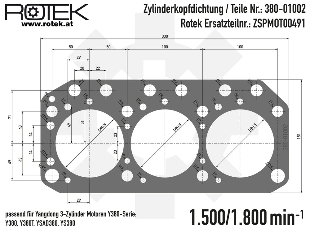 Zylinderkopfdichtung Abmessungen