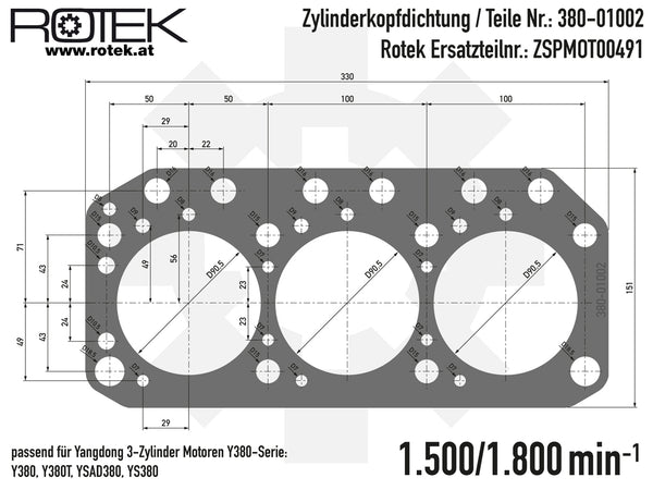Zylinderkopfdichtung Abmessungen