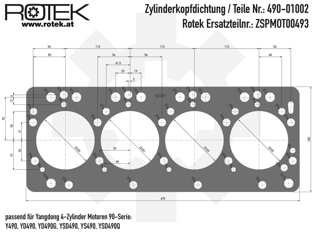 Zylinderkopfdichtung Abmessungen