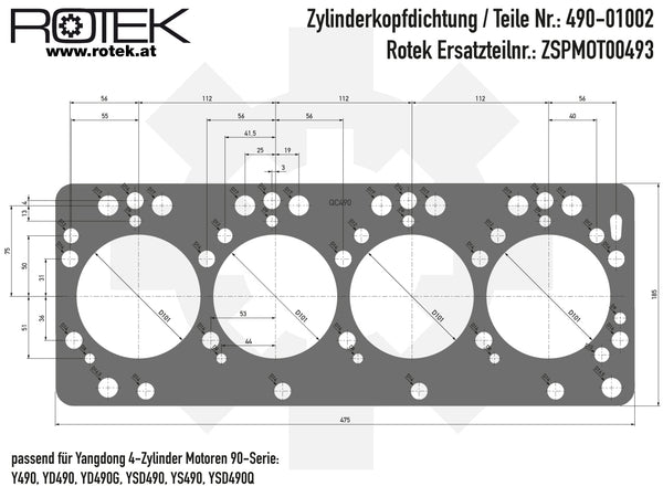 Zylinderkopfdichtung Abmessungen