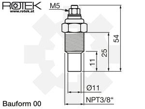 Abmessungen Kühlmittelsensor NPT3/8"