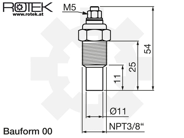 Abmessungen Kühlmittelsensor NPT3/8"