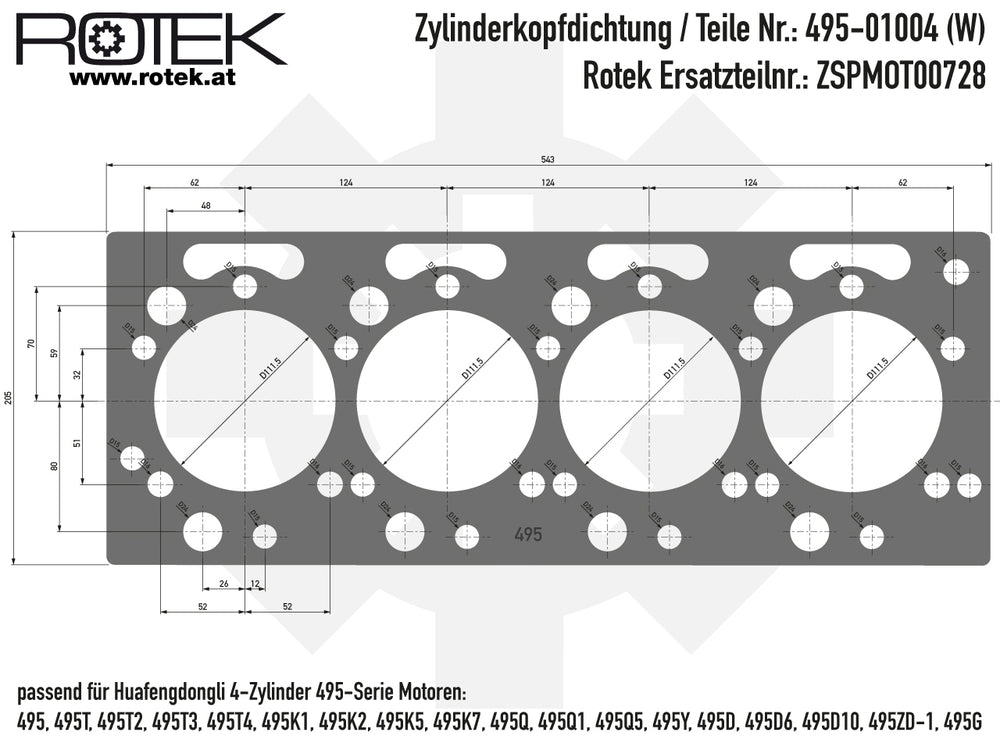 Zylinderkopfdichtung Abmessungen